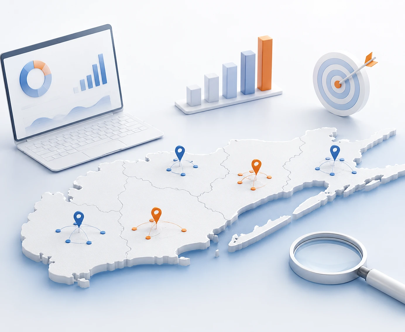 Nassau County digital marketing strategy based on town clusters, local search intent, and geographic targeting